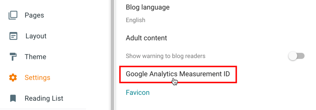 google analytics measurement ID in Blogger